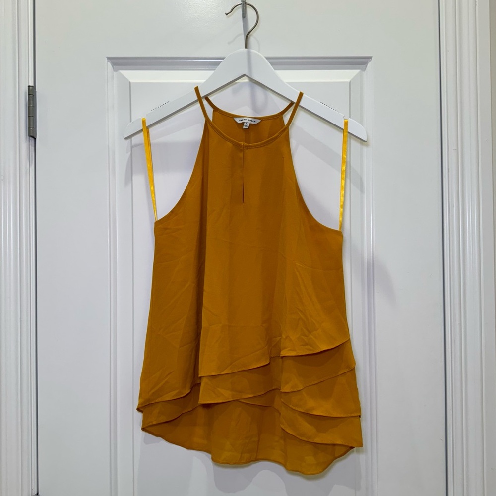 Naked Zebra Mustard Yellow Gold Thin Strap Racerback Flowy Tank Top Medium